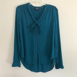 Maeve by Anthropologie Tie Neck Button Down Shirt 2